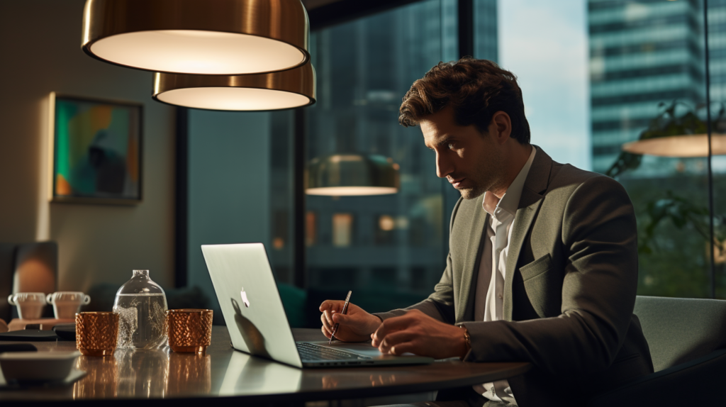 Windows 10 운영체제를 사용하는 직장인의 모습 그림
