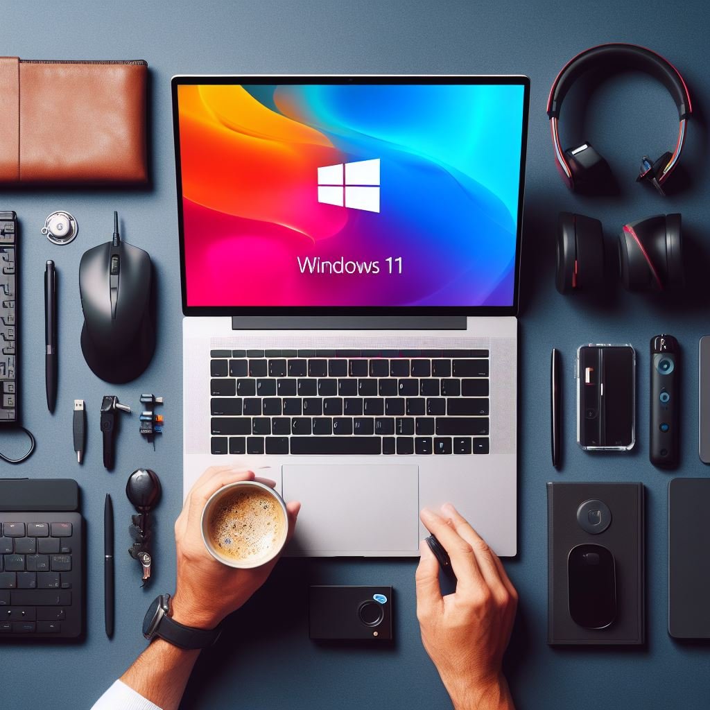 Windows 11 운영체제를 PC에서 실행하는 모습의 그림
