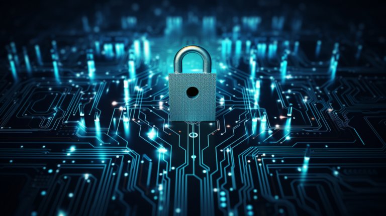 개인정보보안을 위한 자물쇠 이미지로 사이버보안 문제점을 강조하는 사진